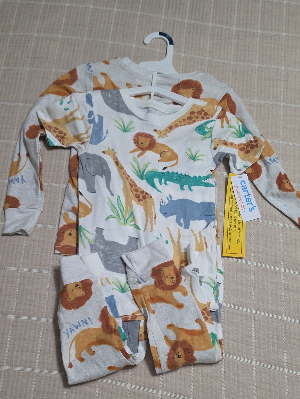 Carter's Jungle Safari Animal Pajama Set - White, Brown, Green, Blue